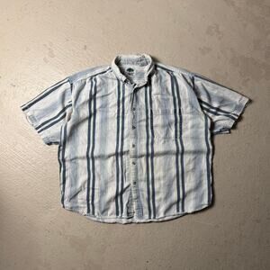 Vintage 90s Stripe Button Up Men's XXL Shirt Blue